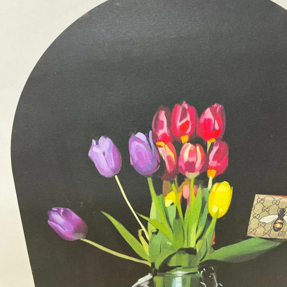 Authentic Lithograph Gallery Wall Art Gucci Bee Logo Still Life Tulip Flowers - Picture 9 of 13